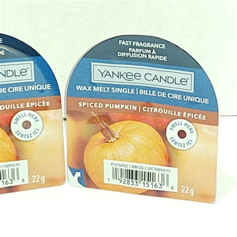 Yankee Candle Spiced Pumpkin Wax Melt Tart Singles X 2 08 Oz Each New