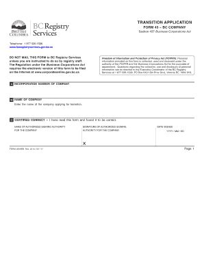 Form Transition Application Bc Registry Services