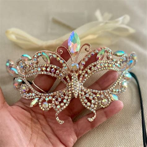 Butterfly Crystal Masquerade Mask Wedding Party Gold Eye Mask Cosplay