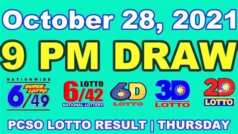 PCSO Lotto Result October 28 2021 Thursday YouTube