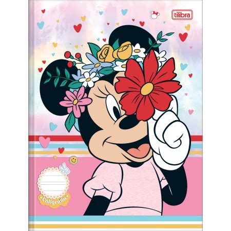 Caderno Para Caligrafia Capa Dura Brochurao Folhas Minnie Mouse