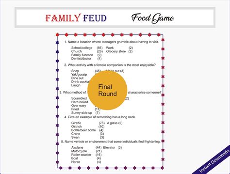 Fun Feud Game, Printable Family Game, Friendly Feud, Trivia Quiz ...