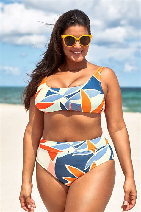 Desiree Tropical High Waisted Plus Size Bikini Bottom Cupshe Uk