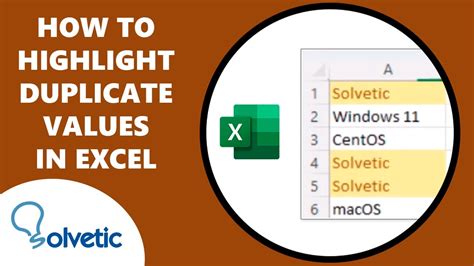 How To Highlight Duplicate Values In Excel Youtube