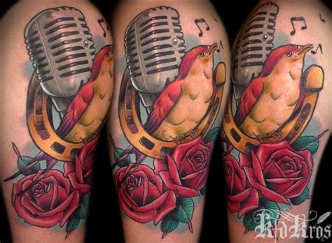 16 Rockabilly Microphone Tattoos Microphone Tattoo Music Rose Tattoo Tattoos