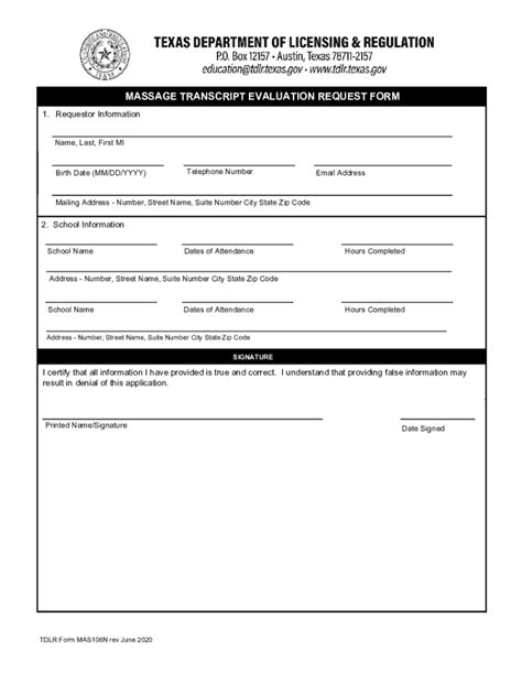 Fillable Online Massage Transcript Evaluation Request Form Pdf Fax Email Print Pdffiller