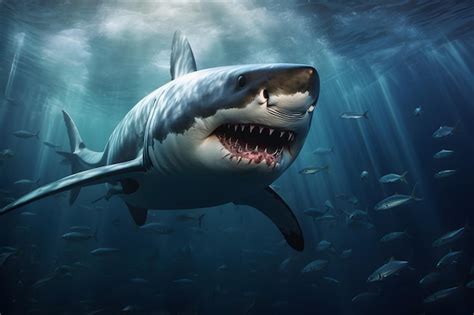 Premium Ai Image Great White Shark In The Deep