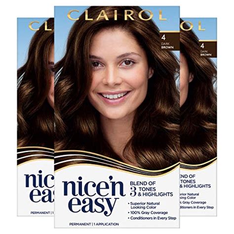 Clairol Nicen Easy Permanent Hair Dye 4 Dark Brown Hair Color 3 Count B001e95fl0 Amazon