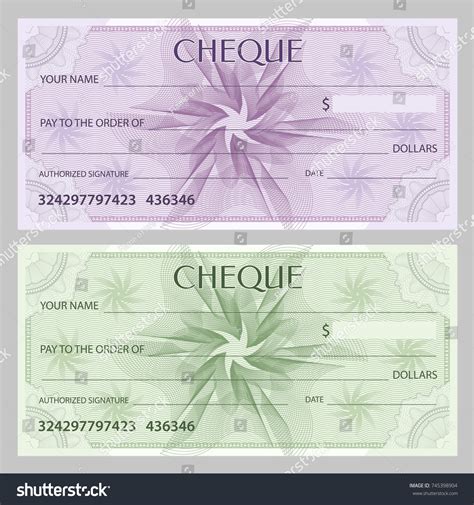 Check Cheque Chequebook Template Guilloche Pattern Stock Vector