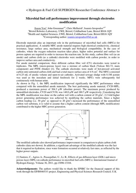 Pdf Microbial Fuel Cell Performance Improvement Through Electrodes