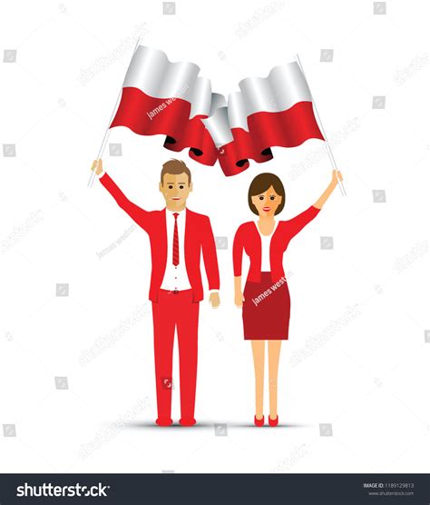 Poland Flag Waving Man Woman Stock Vector Royalty Free 1189129813 Shutterstock