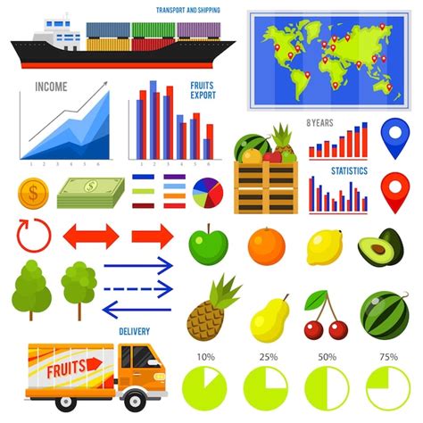 Infografía de frutas y alimentos vegetarianos saludables gráfico de