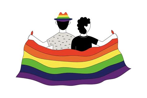 Un Gay Pareja Participaci N Un Arco Iris Lgbt Bandera Vector En Vecteezy