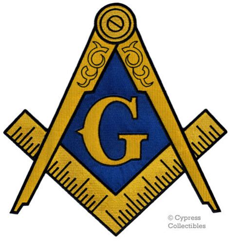 Large Masonic Logo Patch Embroidered Iron On Freemason Square Compass