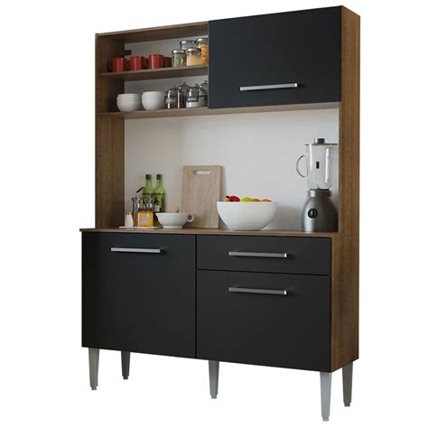 Mueble De Cocina Madesa Compacto 120 Cm Marrón Y Negro Life