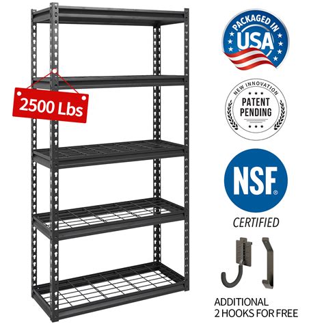 5 Tier Black Epoxy Steel Wire Shelving Unit And Storage Racks Metal Shelves For Garage Metal