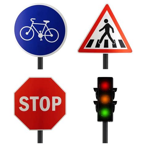 Set Of Road Signs And Traffic Lights Road Signs Traffic Light