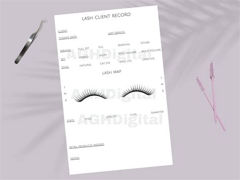 Lash Client Profile Lash Business Forms Lash Mapping Eyelash Extensions Client Record Card