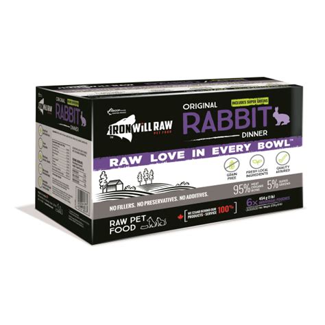 Iron Will Raw Rabbit Original Dinner 6×1 Lb Urban K9 Supplies