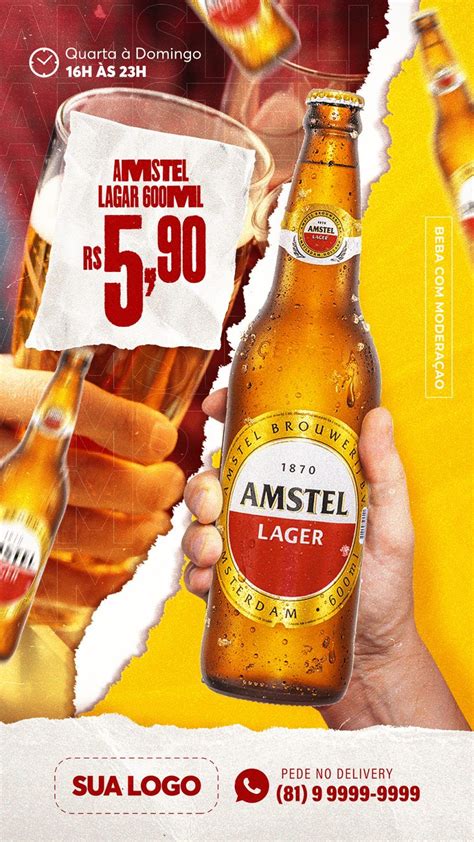 Cerveja Amstel Lager Social Media Psd Edit Veis Bares Bebidas Corona