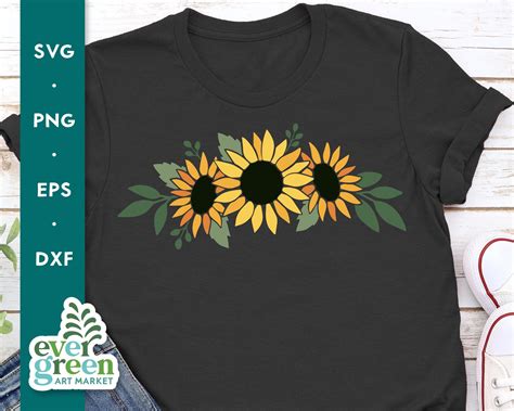 Sunflower Border Svg Sunflower Swag Svg Floral Swag Svg Etsy