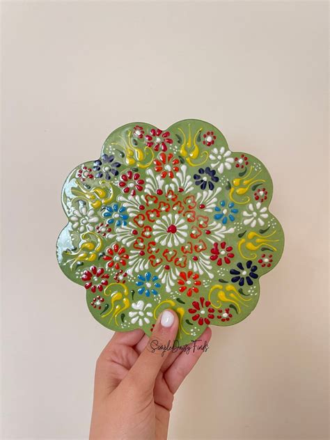 Ceramic Trivet For Hot Dishes Decorative Handmade Turkish Tile Coaster Heat Resistant Pot