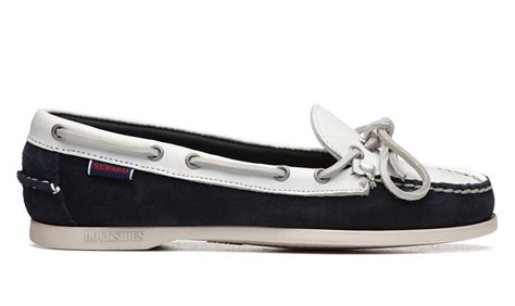 Womens Womens Nina Suede Bala Moccasin Navy White Womens Sebago Shoes