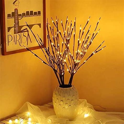 Eambrite Pk Brown Wrapped Lighted Twig Stake With Lt Warm White