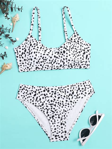 Girls Dalmatian Surplice Neck Bikini Swimsuit SHEIN USA