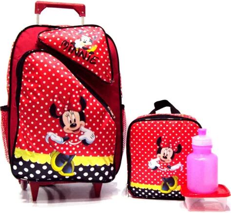 Kit De Mochila Con Ruedas En Forma De G Y Lunares De Minnie Mouse Y