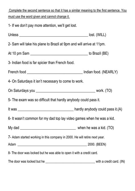 Rewrite Sentences Interactive Worksheet Live Worksheets