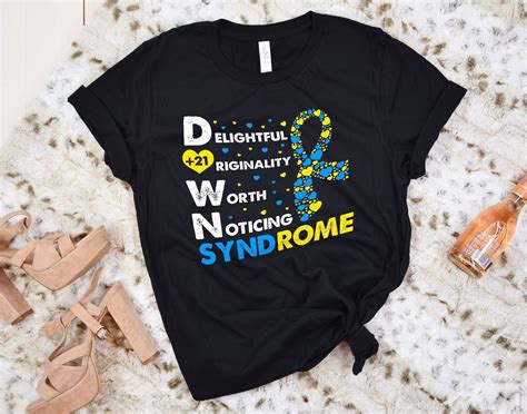 Yellow Blue Ribbon Down Syndrome Custom Shirt Worth Noticing Down