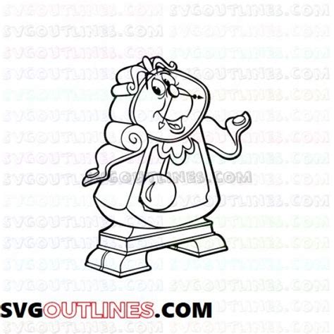 Cogsworth Beauty And The Beast Outline Svg Dxf Eps Pdf Png