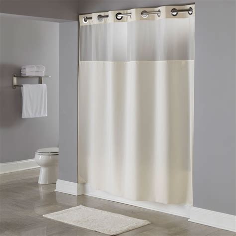 Hookless Hbh49mys05sl77 Beige Illusion Shower Curtain With Chrome