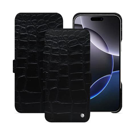 Housse Cuir Apple Iphone Pro Max Rabat Horizontal Noir Cuir