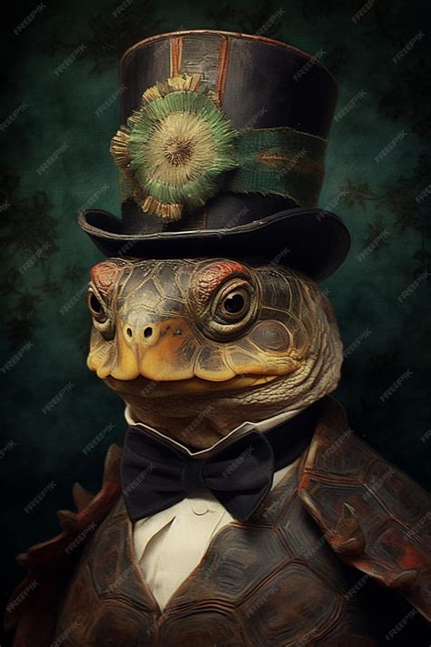 Premium Ai Image A Turtle Wearing A Top Hat And Top Hat With A Green