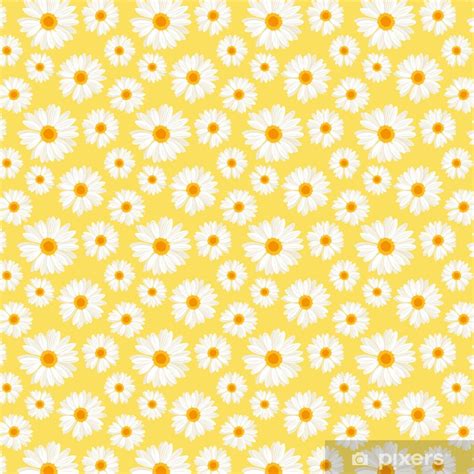 Papier Peint à Motifs Seamless Avec Des Fleurs De Marguerite Sur Jaune Vector Fr Pixers Be