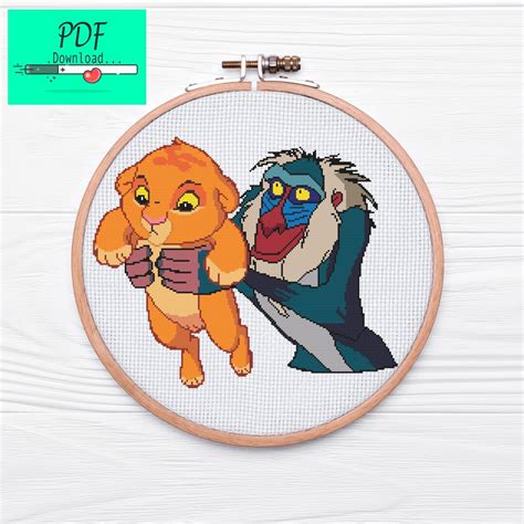 Lion King Cross Stitch Pattern Cartoon Cross Stitch Pattern Instant Download Pdf Pattern