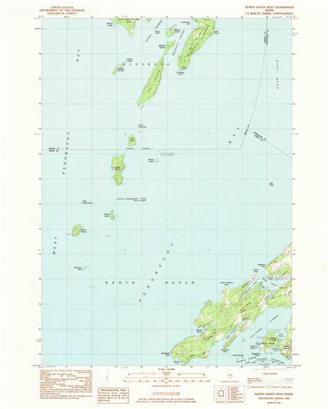 North Haven West Maine 1983 USGS Old Topo Map Reprint 7x7 ME Quad