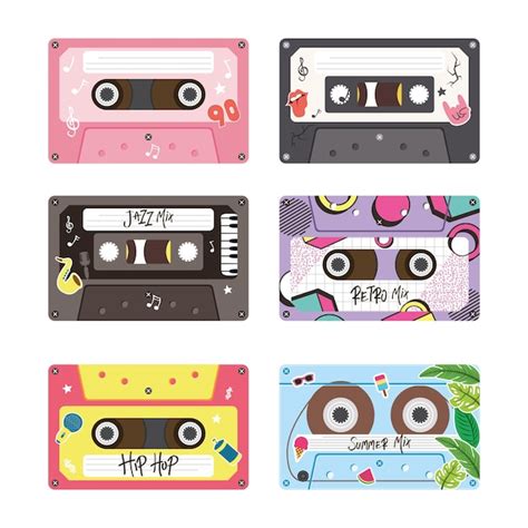 Premium Vector Retro Cassettes Icon Bundle Design Music Vintage Tape And Audio Theme Vector