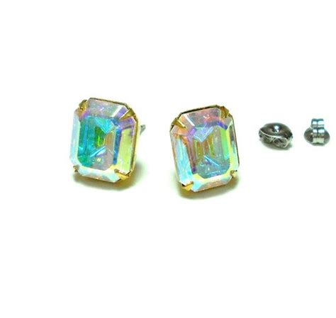 Aurora Borealis Stud Earrings Swarovski Crystal Crystal Etsy Art