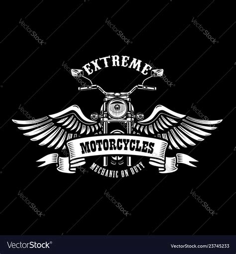 Emblem Template With Winged Motorcycle Design Vector Image