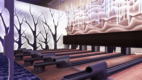 Sims 4 Blue Moon Bowling Club 藍月保齡球之夜 NO CC Home Design Ideas