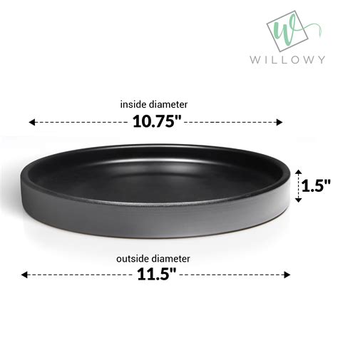 Willowy Matte Black Ceramic Pot Saucer Drainage Tray For 9 10 11