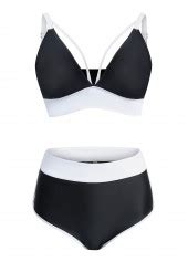 High Waisted Black Contrast Bikini Set Modlily USD 31 98