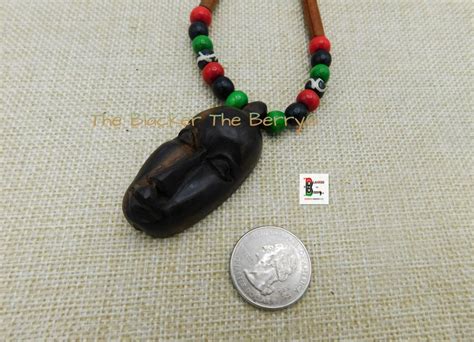 African Ebony Mask Tribal Necklace Men Rbg Pan African Jewelry Etsy