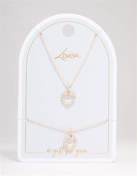 Rose Gold Heart Diamante Jewellery Set Lovisa