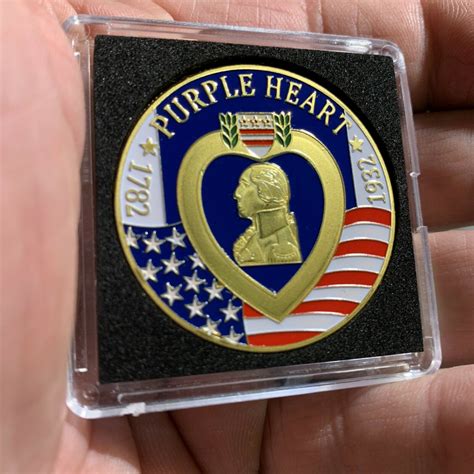 Us Military Challenge Coin Purple Heart Usmc Usn Army Usaf Uscg W Case