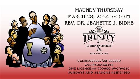 Trinity Lutheran Church Blue Earth MN Maundy Thursday Live Stream