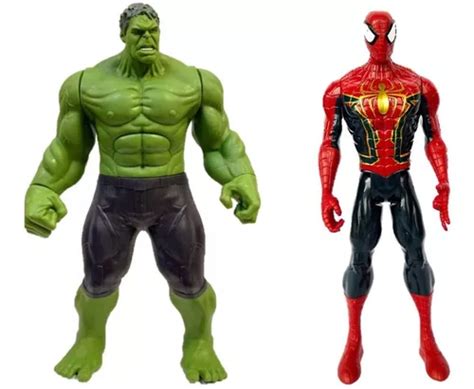 Kit Bonecos Hulk Homem Aranha Articulado C Som Cm R Em Belo